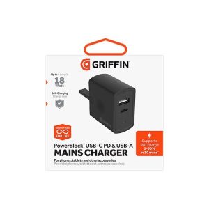 Griffin PowerBlock USB-C PD & USB-A MAINS CHARGER