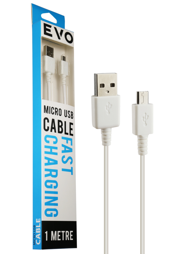 EVOLUTION Micro USB Cable 1 metre  White