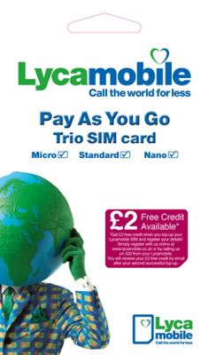 LYCAMOBILE PAY AS YOU GO SIM CARD