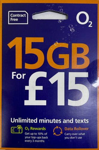 O2 Sim Bundle 15GB for 15 PAYG
